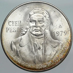 1979 Mexican Independence HERO Jose Maria Morelos Silver 100 Peso Coin i88024 - Picture 1 of 3