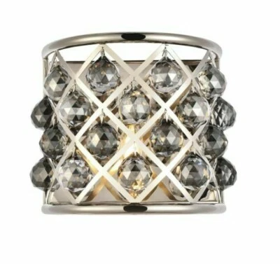 Aplique de pared de cristal plateado lámpara níquel pulido dormitorio o baño 11" Foto 1 de 4