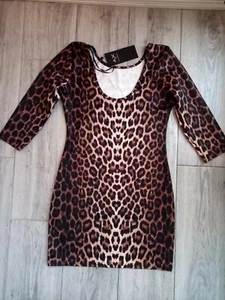 AX Paris Leopard Print Bodycon Dress Uk 10 New With Tags. - Picture 1 of 7