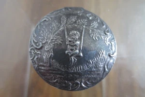 Antique Sterling Silver Repousse Snuff Box/Pill Box Girl on Swing - Picture 1 of 5