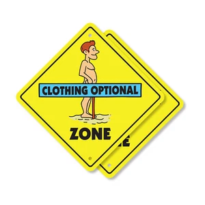 Clothing Optional Plastic Street Sign Crossing Xing Gift Novelty Funny - Picture 1 of 21
