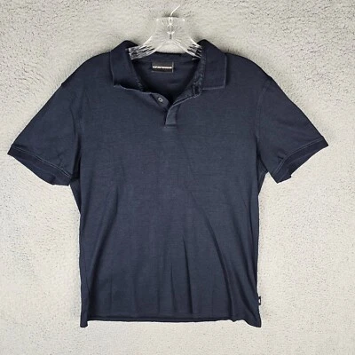 Camisa Polo Emporio Armani Para Hombre Grande Azul Marino Cuello Punta Lisa Manga Corta Foto 1 de 4