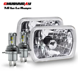 5x7" 7x6 LED Headlights H4 Projector Hi/Lo beam FOR Chevy K10 K20 C10 C20 - Picture 1 of 13