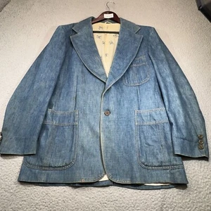 VINTAGE Levis Jacket Men 42 Large Blue Panatela Western Denim Blazer 70s Coat - Picture 1 of 24