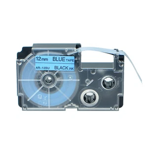 1PK 12mm Black on Blue Label Compatible with Casio XR-12BU XR12BU Tape 1/2" - Picture 1 of 9