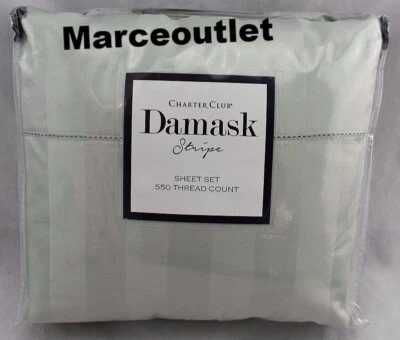 Juego de sábanas Charter Club Damask Stripe 550 TC KING EXTRA PROFUNDO Glacier Foto 1 de 4