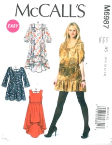 McCall's M6987 Misses' Pullover Dresses Hemline Variations Sewing Pattern 6-14 - Picture 1 of 4