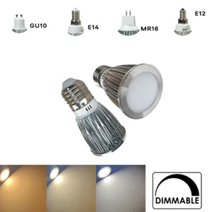 Dimmable GU10 MR16 E27 6W 12W LED COB Spotlight Bulb 110V 220V 12V 24V Lamp aj - Picture 1 of 19