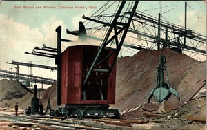 CONNEAUT HARBOR OHIO STEAM POWERED GRAB BUCKET & WEHIRLEY OLD POSTCARD - Imagen 1 de 2