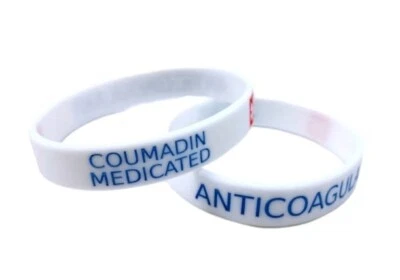 WWW.MEDICALWRISTBANDSFORYOU.COM 2x COUMADIN medicated Medical Alert Wristband bracelet silicone anticoagulant