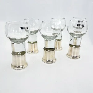 Set di 6 bicchieri da cognac brandy whisky in cristallo e argento 800 anni 50 60 - Picture 1 of 11
