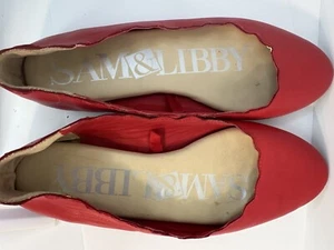 Sam & Libby Red Vegan Faux Leather Ballet City Flats Womens Shoes 7.5 - Picture 1 of 5