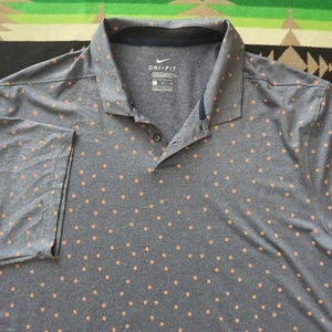 Nike Mens Golf Polo DRI-FIT XL Vapor Print Charcoal Floral Neck Vent - Picture 1 of 10