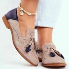 Womens Pumps Loafers Flat Tassel School Retro Pointed Shoes Work Casual Slip On