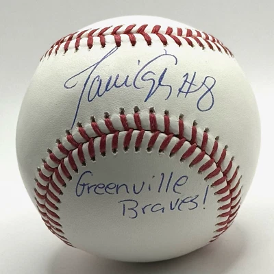 Javy Lopez #8 "¡Greenville Braves!" Autógrafo de béisbol Rawlings certificado por la JSA Foto 1 de 2