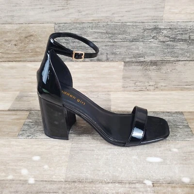 Madden Girl Star Womens Platform Sandal Sz 9 M Black Patent Leather Ankle Strap - Image 1 of 4