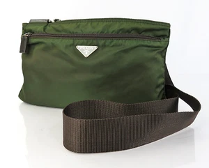 Authentic PRADA Green Nylon and Leather Shoulder Crossbody Bag Purse #61171B - Picture 1 of 18