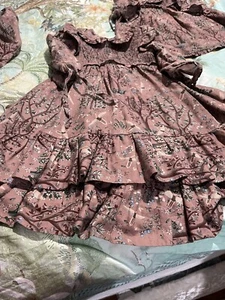 Out Of Ordinary Breathtaking Woodland Print Designer Smocked High Low Dress 4y - Picture 1 of 16