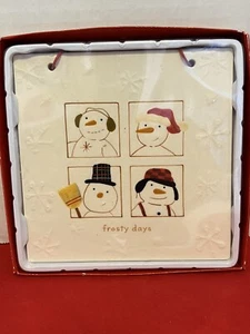 Hallmark Frosty Days Snowman Winter Ceramic Tile Wall Hanging Plaque Snowmen New - Picture 1 of 2