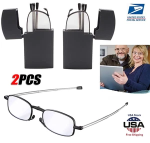 2X Metal Compact Folding Anti-Blue Light Reading Glasses With Carrying Case +250 - Picture 1 of 15