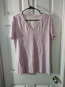 Amazon Essentials Top Size L Lavender And White Short Sleeve Tee - Picture 1 of 8