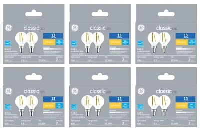 (12 bombillas) Globo Decorativo LED GE, G16.5, 60 vatios equivalente usando solo 5.5 Foto 1 de 3