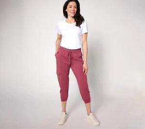 Anybody Lounge Cozy Knit Cropped Cargo Sweatpants Maroon XS New - Imagen 1 de 3