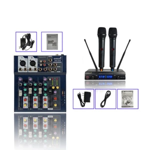 Sistema mezclador de estudio de 4 canales consola de mezcla de audio USB 2 CANALES UHF micrófono de iglesia - Imagen 1 de 12