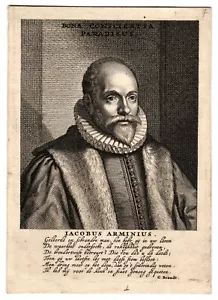 17. Jh. Porträt von Jacobus Arminius auf gelegtem Papier - Bild 1 von 2
