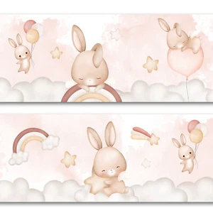 Bordüre Hase Ballons 15cm x 200cm Selbstklebend Kinderzimmer Wandtattoo Y033 - Bild 1 von 7