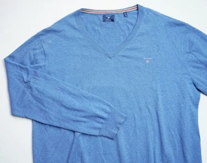 GANT Cotton Wool V-Neck Jumper mens Sweater Pullover top size 5XL blue 83102 - Picture 1 of 7
