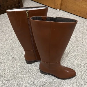 Neu Easy Spirit 8W Loretta Damen-Lederstiefel braun mandelbraun Zehenpartie Blockabsatz - Bild 1 von 11