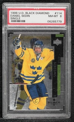 1997-98 Upper Deck Black Diamond Daniel Sedin #114 PSA 8 Rookie RC HOF - Image 1 of 2