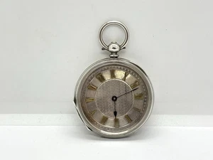 Antique Solid Silver Cased fob Pocket Watch with silvered dial - for repair - Picture 1 of 13
