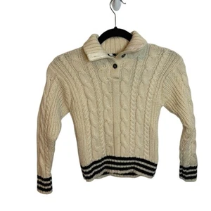 Burberry Kids Cream Wool Cable Knit Collared Sweater Kids Size 6Y - Picture 1 of 4