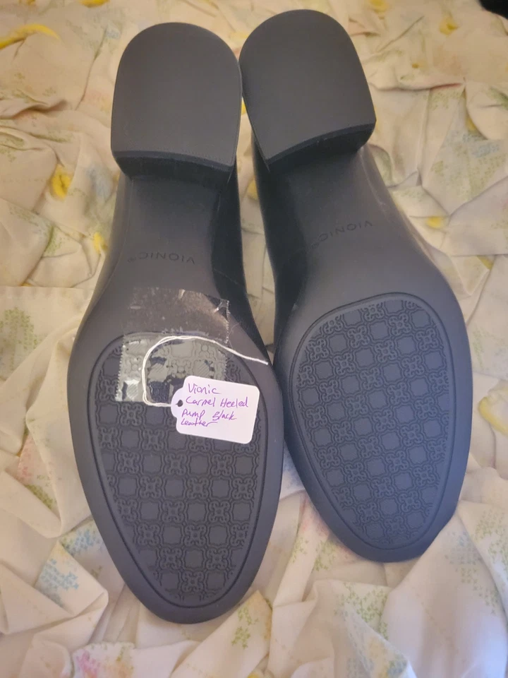 Women's Vionic Carmel Leather Pumps Heels Dress Shoes - Black Nappa - 8 - Image 1 of 4