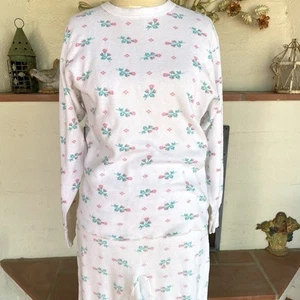 Vintage Womens Pajamas Long Thermal Underwear Sz L Cottagecore Roses Glamping - Picture 1 of 6