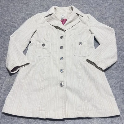 J. Jill Long Corduroy Coat Womens SMALL Lined BEIGE Button Front See Picture - Image 1 of 4