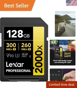 Carte SD 128Go UHS-II U3 V90 Full HD 8K Vidéo DSLR Cinéma C10 Mémoire - Photo 1 sur 10