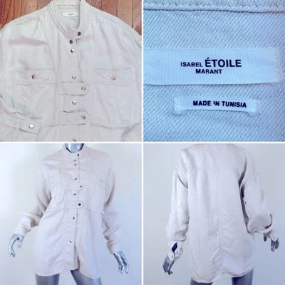 ISABEL MARANT ETOILE Shirt Jacket Loaken Ecru Linen Sz 4 LS TOP AS IS - Image 1 of 4