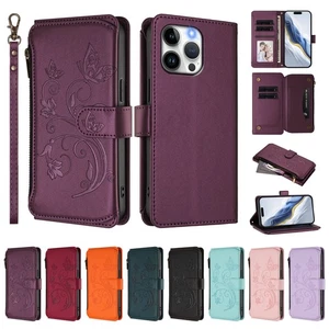 Zip Wallet Case Purse Leather Flip Stand Phone Cover For Redmi Note 14 13 12 11 - Picture 1 of 83