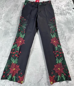 Shinesty Weihnachtsstern Anzughose für Herren Größe 32 x 31 schwarz rot Weihnachten Urlaub neu - Bild 1 von 9