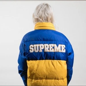 Supreme FW14 reversible Puffy Jacket yellow blue M  - Picture 1 of 14