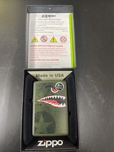 NOSE ART WWII AIRPLANE ANGRY SHARK FACE ZIPPO LIGHTER  IN BOX - Picture 1 of 4