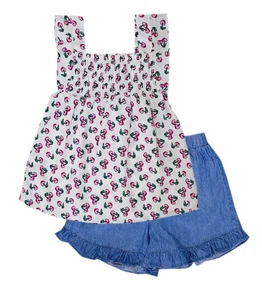 girls Aqua Bubble Top with Bow and shorts - Picture 1 of 1