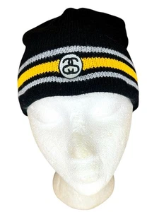 Vintage 90s Stussy Knit Cap Beanie Jesse Pinkman Skater Grunge Striped Black - Picture 1 of 6
