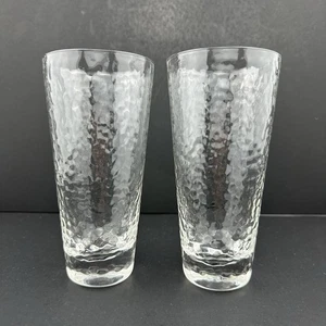 Durobar HELSINKI 16 Oz Highball Cocktail Glasses (2) Vintage Crinkle Ice Texture - Picture 1 of 12
