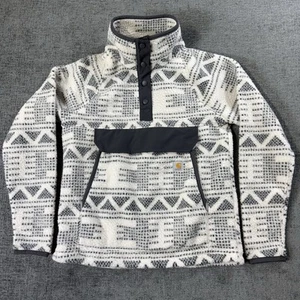 Carhartt Pile Fleece Jacket Womens Sz XS Relaxed Fit Pullover Quarter Snap Aztec - Picture 1 of 10