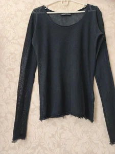 Barbara Speer schwarz distressed transparent Langarm Top Avantgarde Gothic Gr. 2 - Bild 1 von 12
