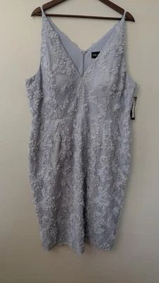 XSCAPE цветочный 3D кружева платье 22 Вт Midi сланец синий свадьбы гостя шикарный v-образным вырезом новый с Ярлыками - Изображение 1 из 4